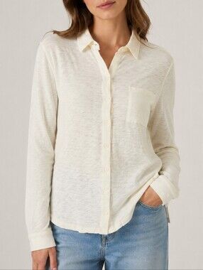 Hello Nite NWT 100% Cotton Button Down Long Sleeve Top